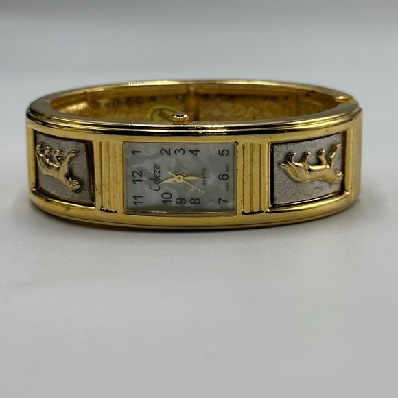 Collezio Watch Women Gold Silver Two Tone Panther Bangle Band New Battery 7" - Picture 5 of 13